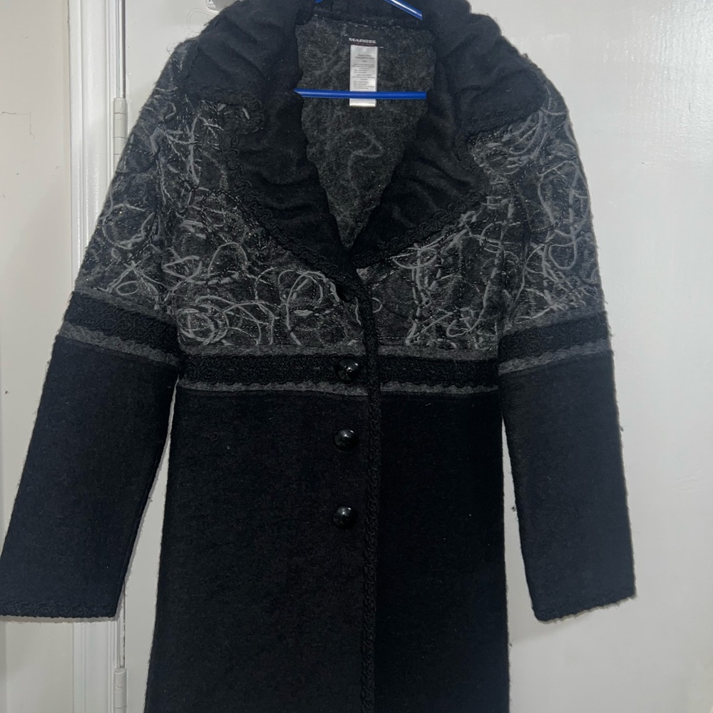Elegant A-Line Wool Black and Gray Women's Coat